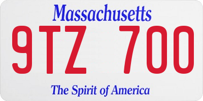 MA license plate 9TZ700