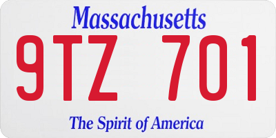MA license plate 9TZ701