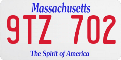 MA license plate 9TZ702