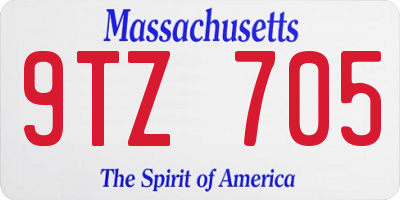 MA license plate 9TZ705