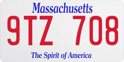MA license plate 9TZ708
