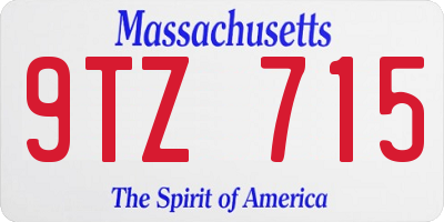 MA license plate 9TZ715