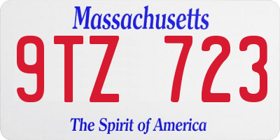 MA license plate 9TZ723