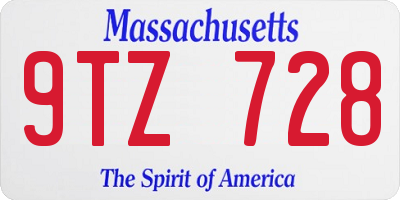 MA license plate 9TZ728