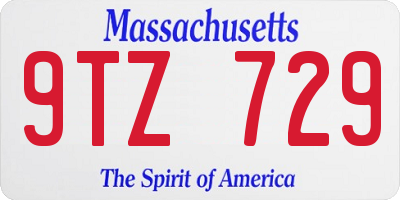 MA license plate 9TZ729