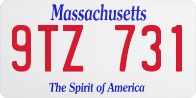 MA license plate 9TZ731
