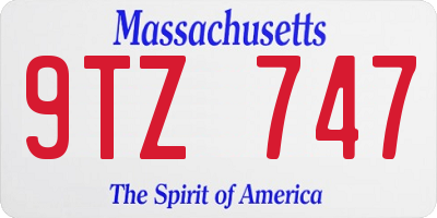 MA license plate 9TZ747