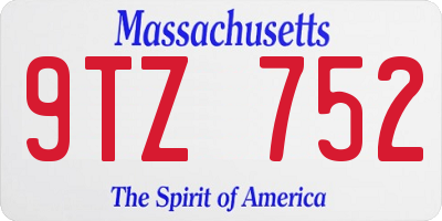 MA license plate 9TZ752