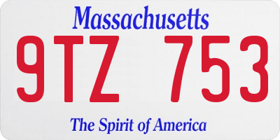 MA license plate 9TZ753