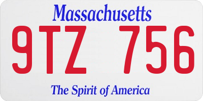 MA license plate 9TZ756