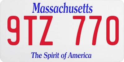 MA license plate 9TZ770
