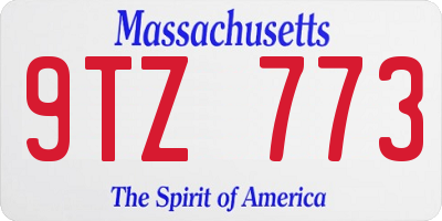 MA license plate 9TZ773