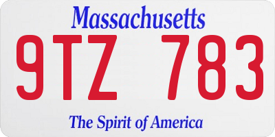 MA license plate 9TZ783