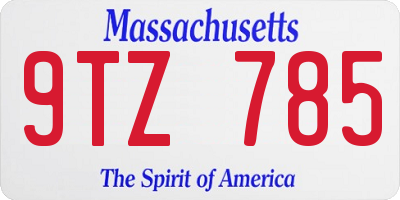 MA license plate 9TZ785