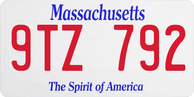 MA license plate 9TZ792