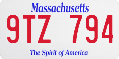 MA license plate 9TZ794
