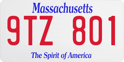 MA license plate 9TZ801