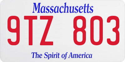 MA license plate 9TZ803