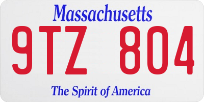 MA license plate 9TZ804