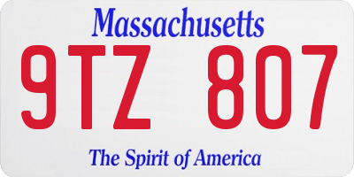 MA license plate 9TZ807