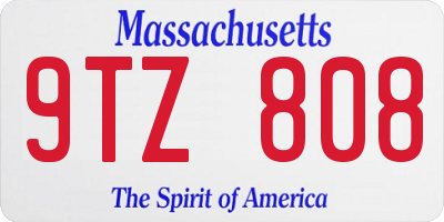 MA license plate 9TZ808