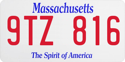 MA license plate 9TZ816