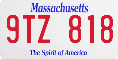 MA license plate 9TZ818
