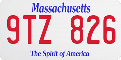 MA license plate 9TZ826