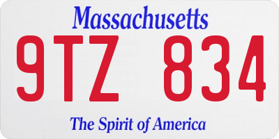 MA license plate 9TZ834