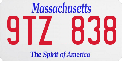 MA license plate 9TZ838