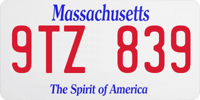 MA license plate 9TZ839