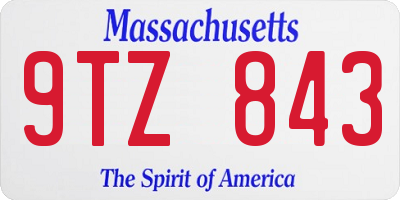 MA license plate 9TZ843