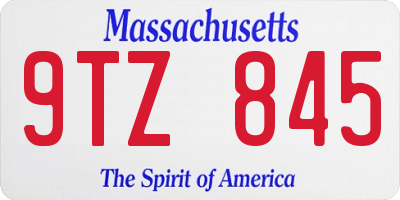 MA license plate 9TZ845