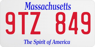 MA license plate 9TZ849