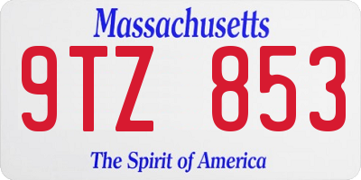 MA license plate 9TZ853