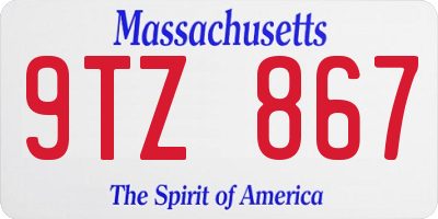 MA license plate 9TZ867