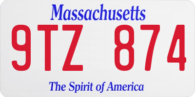 MA license plate 9TZ874