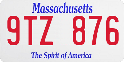MA license plate 9TZ876