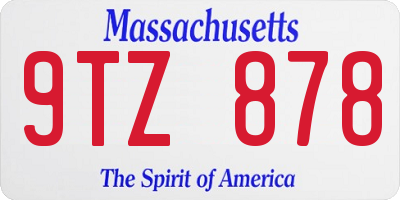 MA license plate 9TZ878