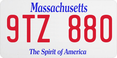 MA license plate 9TZ880