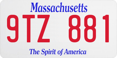 MA license plate 9TZ881