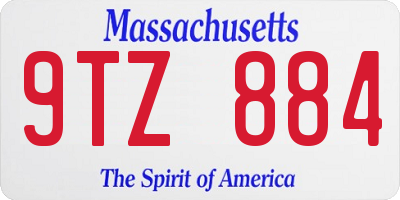 MA license plate 9TZ884