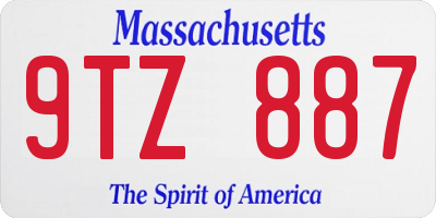 MA license plate 9TZ887
