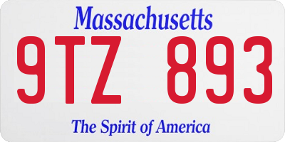 MA license plate 9TZ893