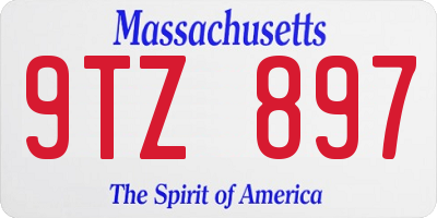 MA license plate 9TZ897