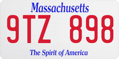MA license plate 9TZ898
