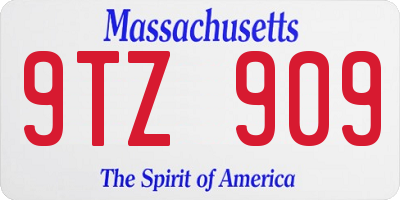 MA license plate 9TZ909