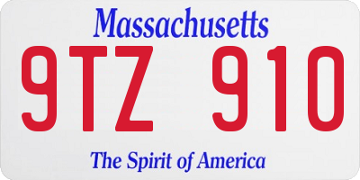 MA license plate 9TZ910