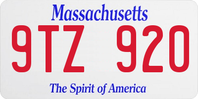 MA license plate 9TZ920