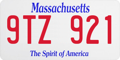 MA license plate 9TZ921